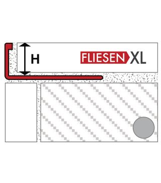 L-shape straight edge tile profile, Aluminum, Height: 12.5 mm, silver high-gloss anodized brushed, Length: 2.50 m