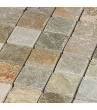 Mosaic Tile Ancient Road Quartzite Matt Grey Beige Natural 30x30 cm