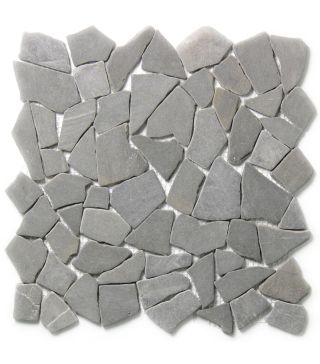 Polygonal Riverstone Tumbled Graphite Anthracite Marble on Net 30.5x30.5 cm