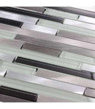 Mozaïektegel Canus Donker Breed Glas Aluminium 30x30 cm