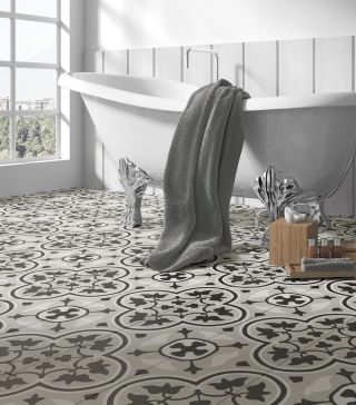Decor Retro floor tile Black & White Matt 22.3x22.3 cm