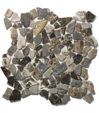 Polygonal Riverstone Tumbled Castanao Brown Marble on Net 30.5x30.5 cm