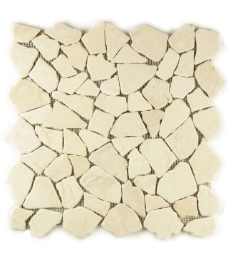 Polygonal Riverstone Tumbled Biancone Creme Marble on Net 30.5x30.5 cm