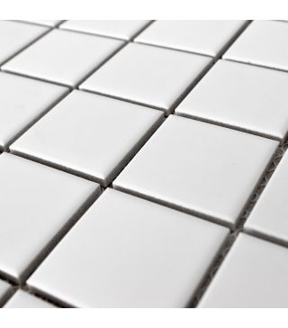 Mosaic Tile White Squares Matt 30x30 cm