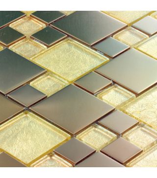 Mosaic Tile Aurium Stainless Steel Glass 30x30 cm