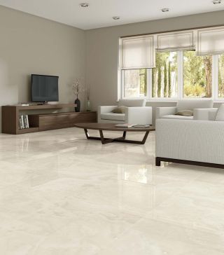 Marble look floor tile Must Lari Ivory Polished 75x75 cm