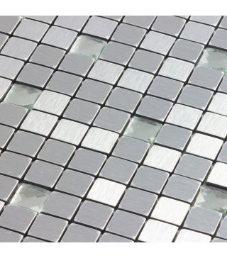 Mosaikfliese Aluminium Strip Diamond Matt 30x30 cm