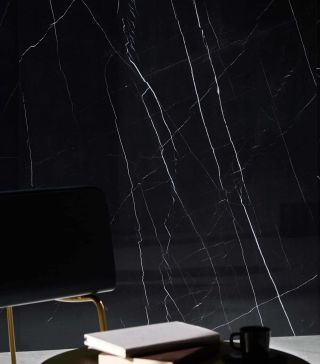 XL marble look floor tile Marquina black polished and matt various formats