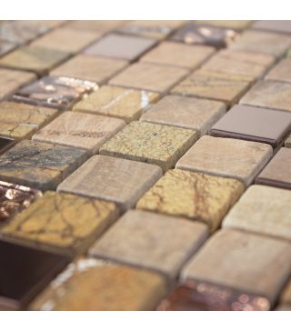 Mosaic Tile Toscana Natural Stone Stainless Steel Glas 30x30 cm
