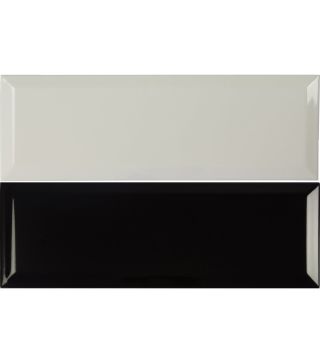 Wall Tile Nashville Black and White Glossy Metro Style 10x30 cm