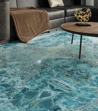 Marble look floor tile Nilo Turquoise Polished various formats
