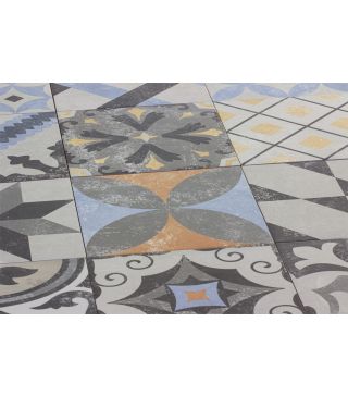 Floor Tile Ornate Dekor Matt Pressed Edges 18.6x18.6 cm
