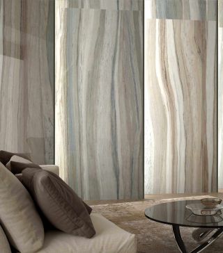 XL marble look floor tile Palisandro grey matt and polished 120x260 cm