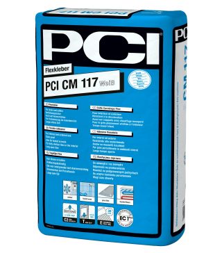 PCI CM 117 Flexible adhesive, for laying ceramic tiles, slabs and natural stone, White, 25 kg bag