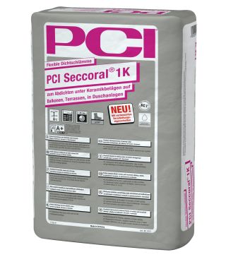 PCI Seccoral 1K, Flexible Dichtschlämme, zum Abdichten unter Keramikbelägen auf Balkonen, Terrassen und Duschanlagen, 15 kg Sack
