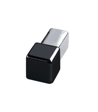 Square edge corner piece, Stainless steel, Height: 8 mm, black glossy