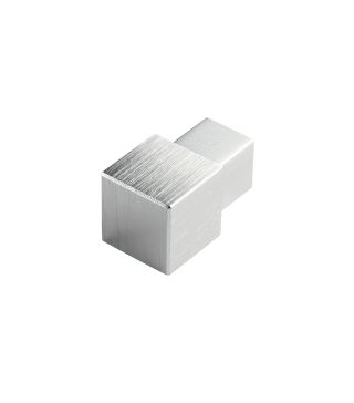 Square edge corner piece, Aluminum, Height: 12.5 mm, silver high-gloss anodized brushed