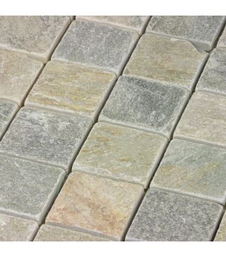 Mosaic Tile Greek Road Quartzite Matt Grey Beige Natural 30x30 cm