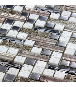 Mosaic Tile Fili Natural Stone Glass 30x30 cm
