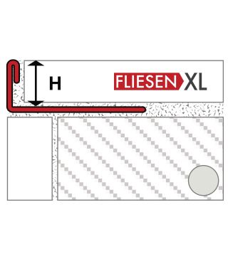 L-shape straight edge tile profile, Stainless steel, Height: 12.5 mm, brushed, Length: 3.00 m