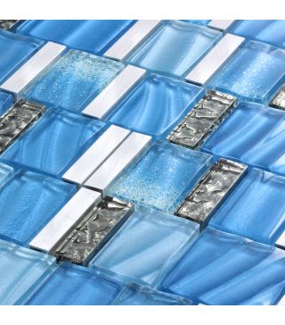 Mosaic Tile Stella Blue Glass Aluminum 30x30 cm