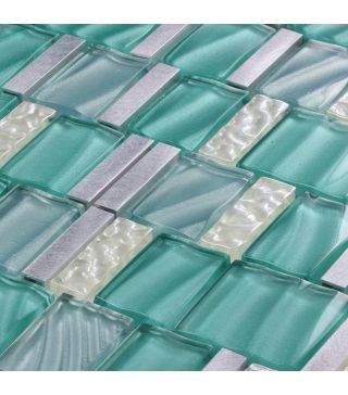 Mosaic Tile Stella Green Glass Aluminum 29.5x29.5 cm