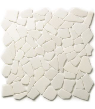 Polygonal Bruchmosaik Carrara Weiß Marmor auf Netz 30,5x30,5 cm
