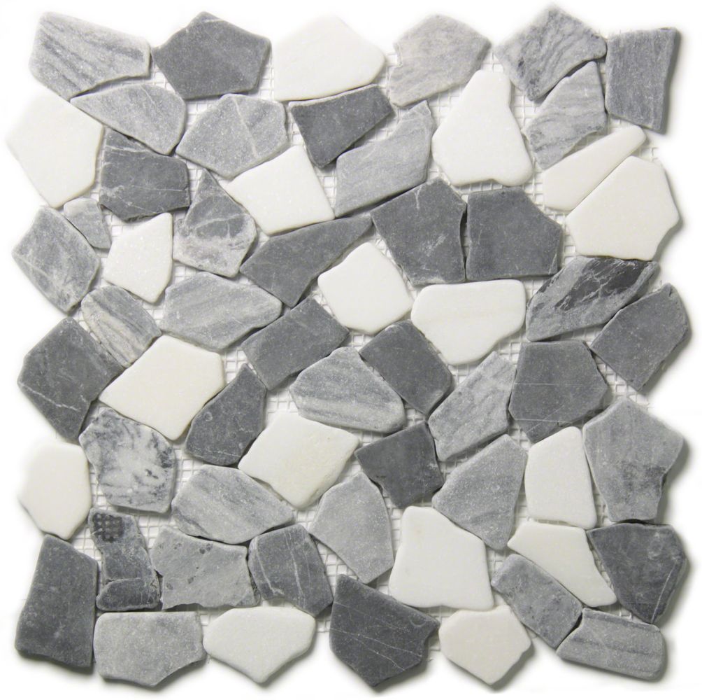 Polygonal Bruchmosaik Travertin Braun Creme Marmor auf Netz 30,5x30,5 cm 